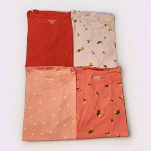 XL (14-16) Old Navy Softest Tee Girls T-shirts 4 Pack Pink Citrus Polka Dot Set